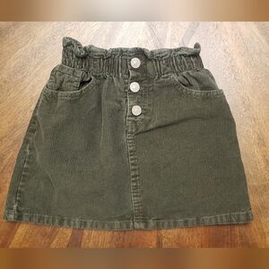 Zara Green Corduroy Skirt with Button Detail Size 8